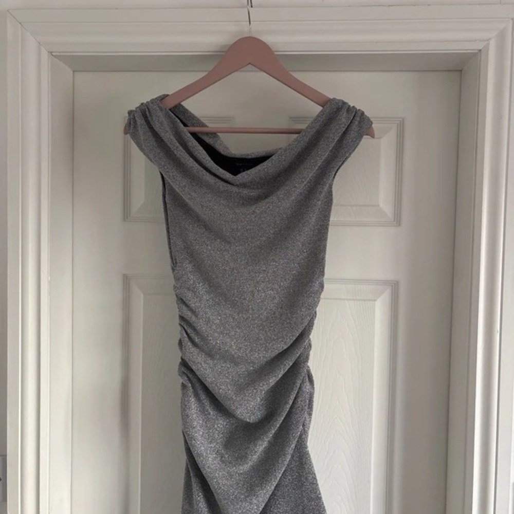 New Look One Shoulder Dress in Silver Gray